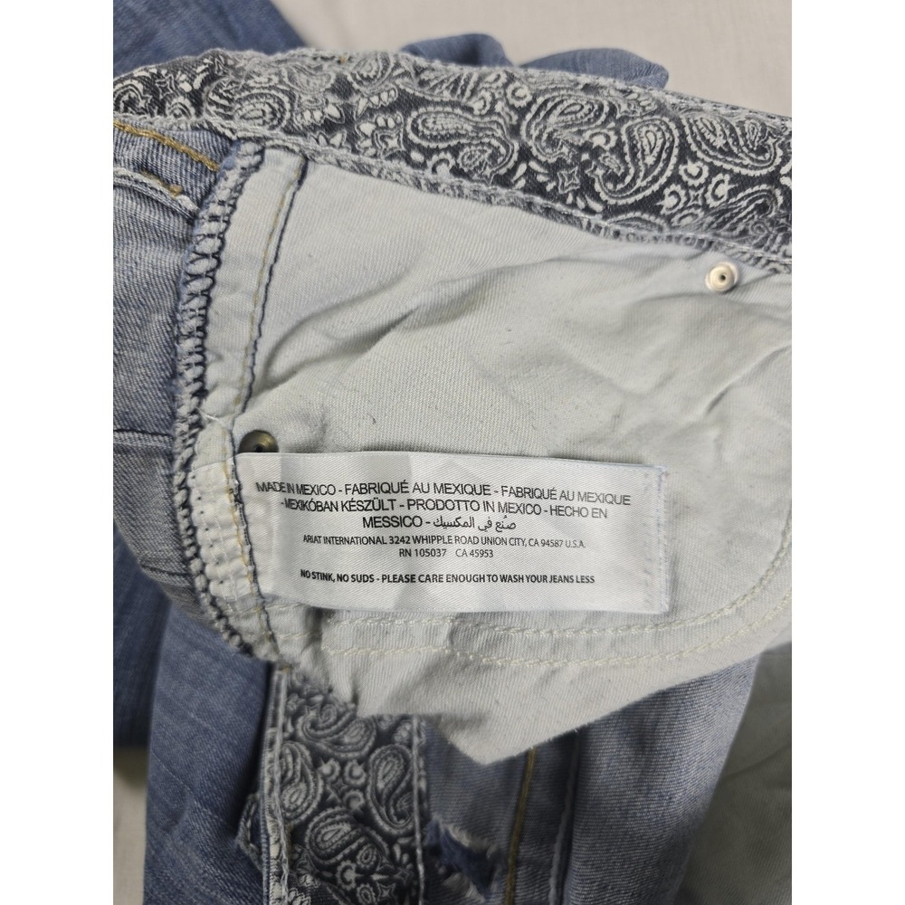 Ariat REAL Jeans Womens 33L Blue Mid Rise Bootcut Embroidered Denim Western - Picture 4 of 14